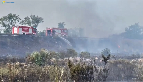 Arif e vigili del fuoco domano incendio a Torre Guaceto